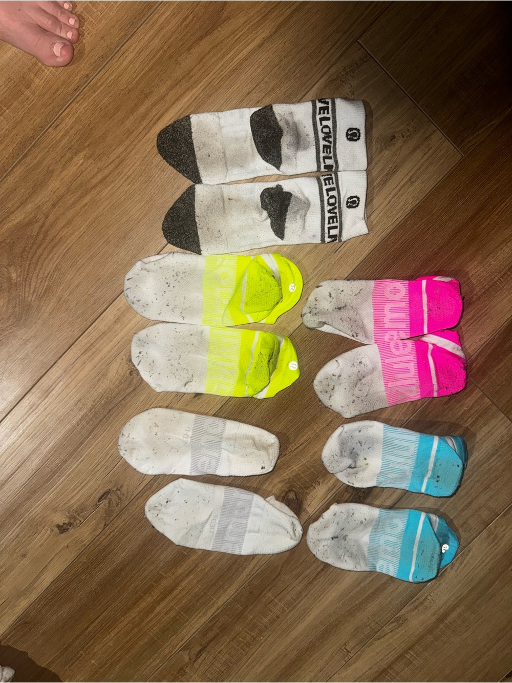 lululemon athletica No-Show Sock Pack - White, Neon Yellow, Pink, Blue